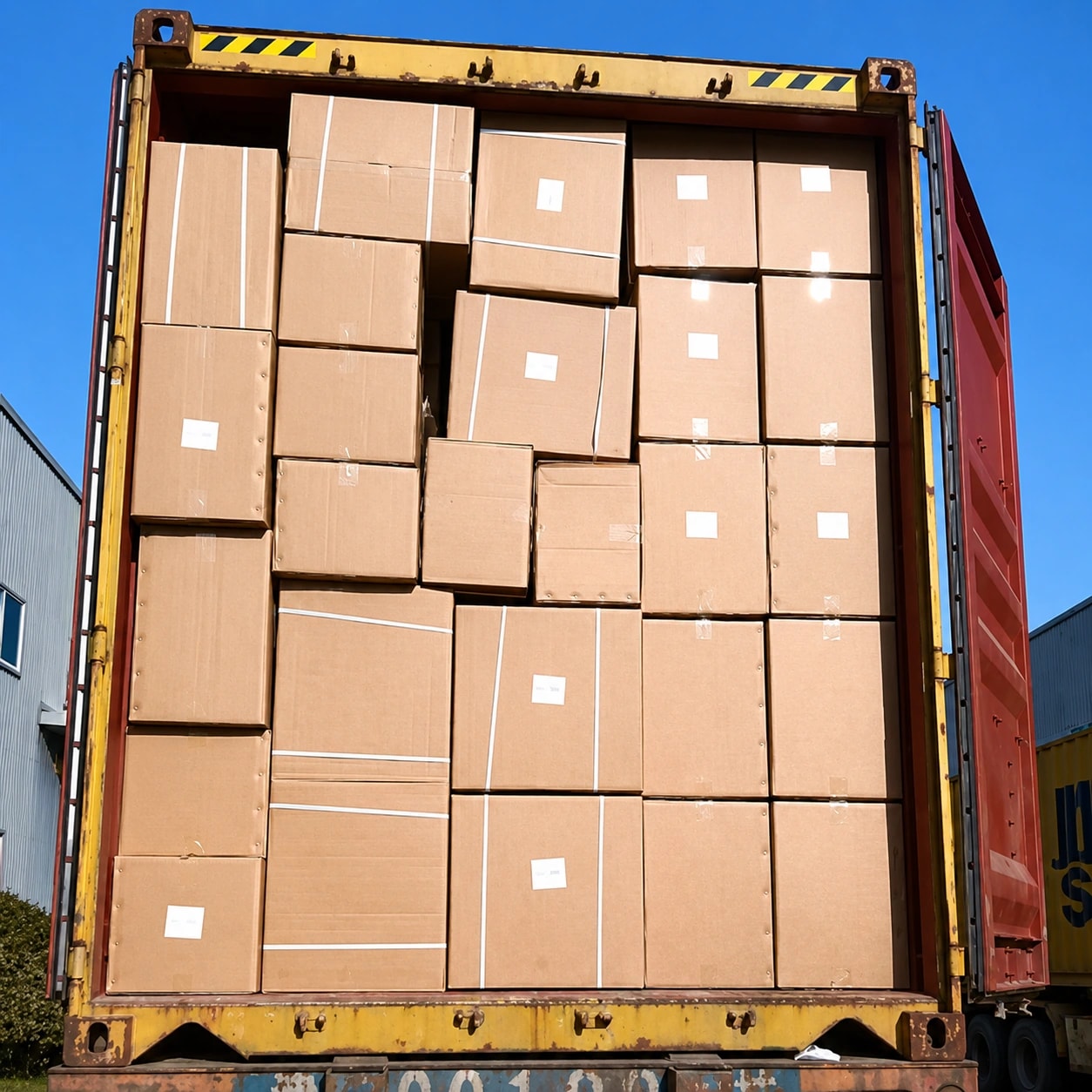 Export cartons loaded inside shipping container